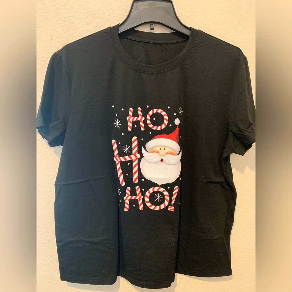 Women's Black Holiday 'Ho Ho Ho!' Santa Graphic Tee